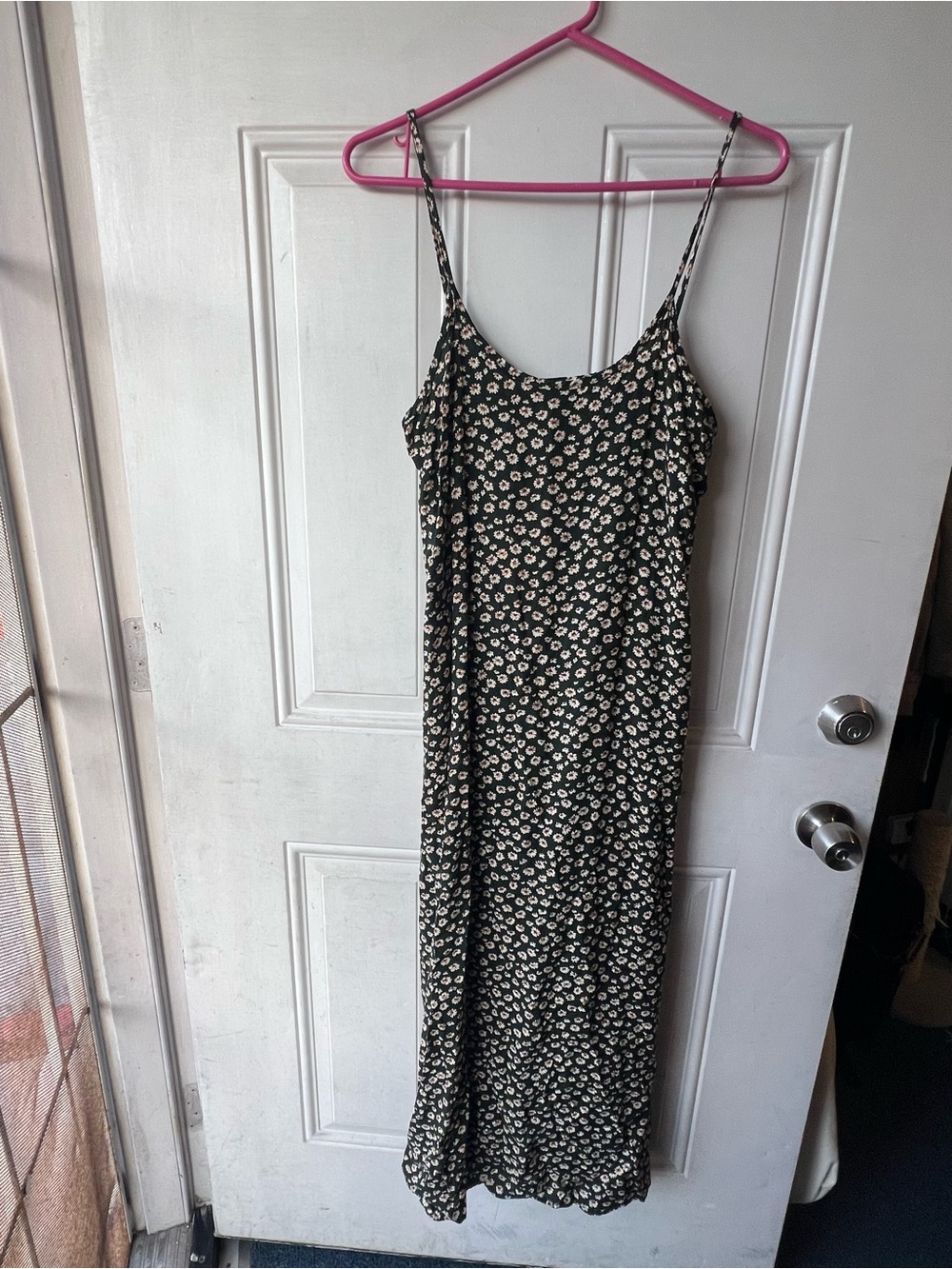 HANA VINTAGE DRK GREEN Dress with Cream Floral Print